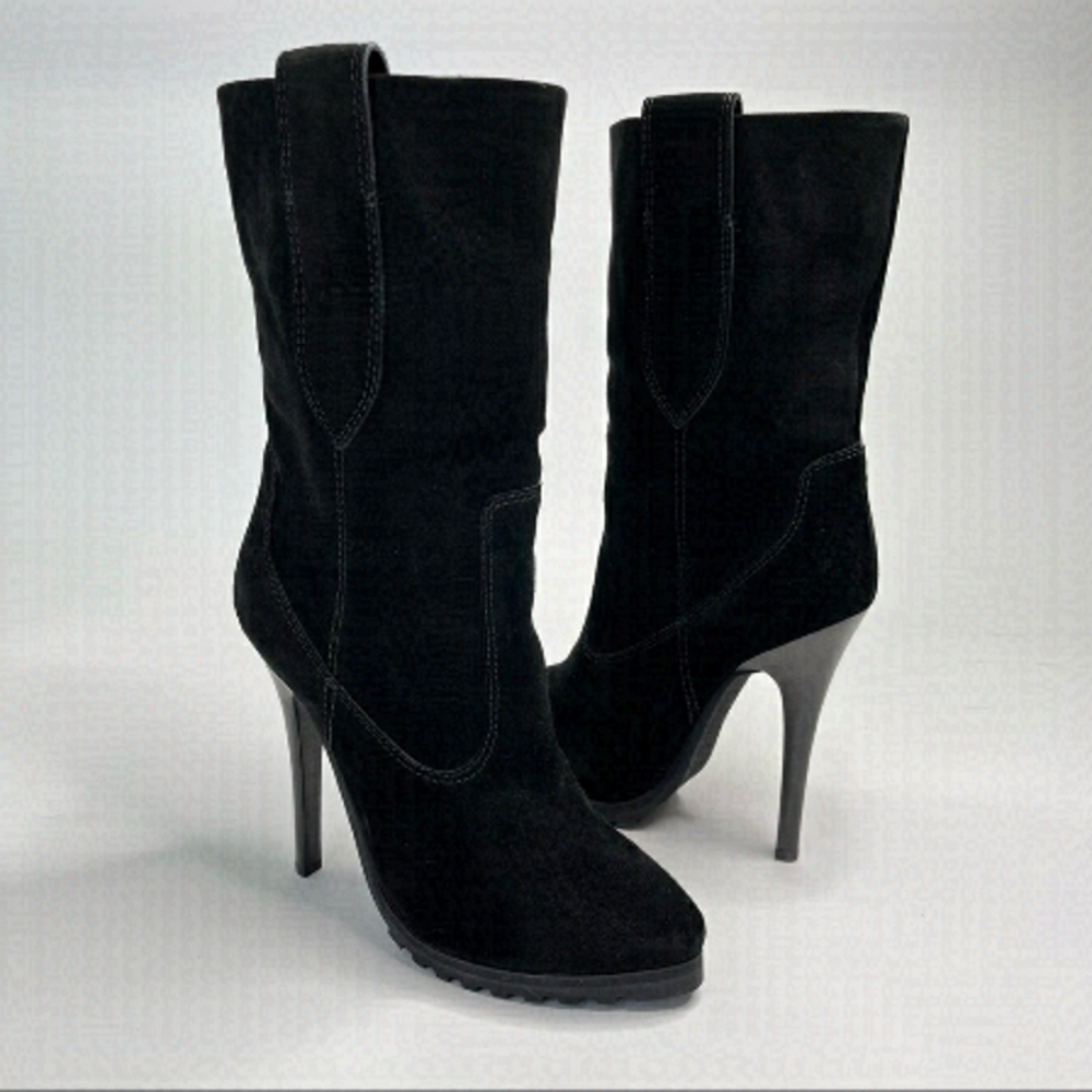 𝅺NEW Giuseppe Zanotti Black Suede Fur Lined Warm Sexy Heeled Tall Winter Boots